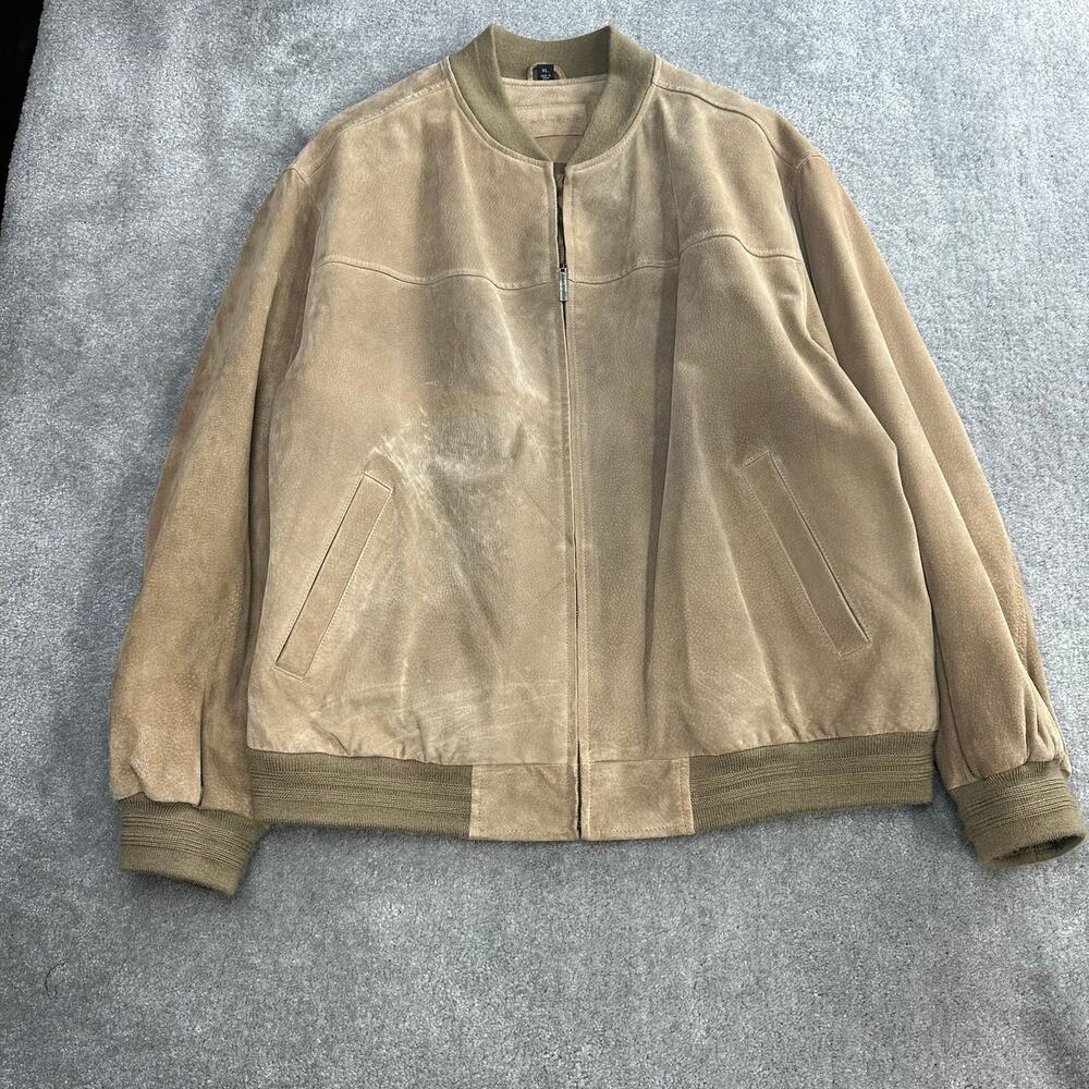 John Ashford Leather Bomber Jacket Size‎ XL Vintage Style Indie